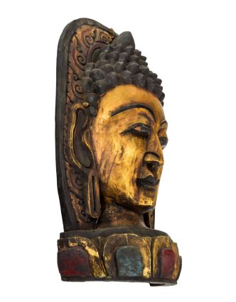 Buddha, dřevěná maska, ručně vyřezávaná, 44x16x80cm