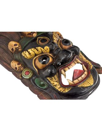 Bhairab, dřevěná maska, ručně vyřezávaná, 40x20x70cm