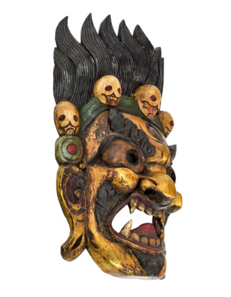 Bhairab, dřevěná maska, ručně vyřezávaná, 40x20x78cm