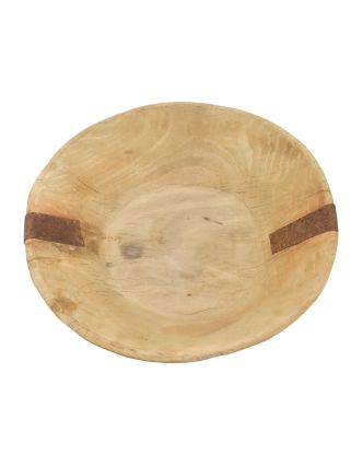 Dřevěná mísa z mangového dřeva vydlabaná z jednoho kusu, 42x42x10cm