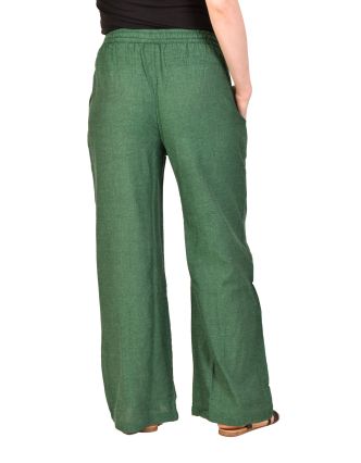 Kalhoty dlouhé zelené unisex s kapsami, pružný pas