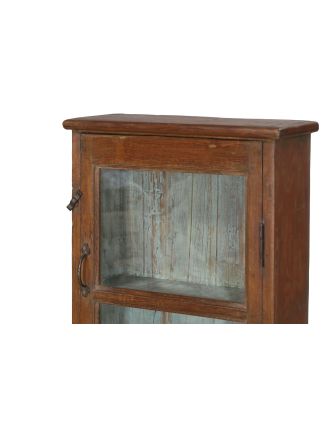 Prosklená skříňka z teakového dřeva, 49x17x129cm