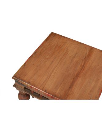 Starý čajový stolek z teakového dřeva, 58x58x29cm