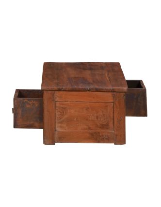 Starý kupecký stolek z teakového dřeva, 70x53x35cm