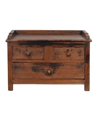 Starý kupecký stolek z teakového dřeva, 61x45x41cm