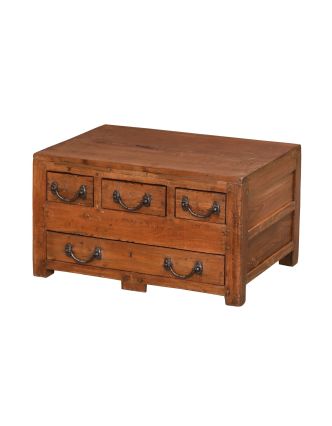 Starý kupecký stolek z teakového dřeva, 65x45x37cm