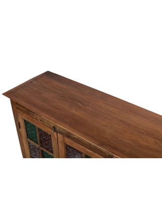 Prosklená skříňka z teakového dřeva, 167x41x107cm