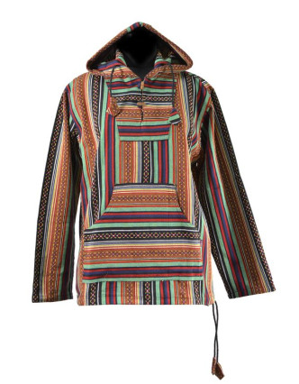Pánská multibarevná vzorovaná bunda s kapucí, kapsa klokanka