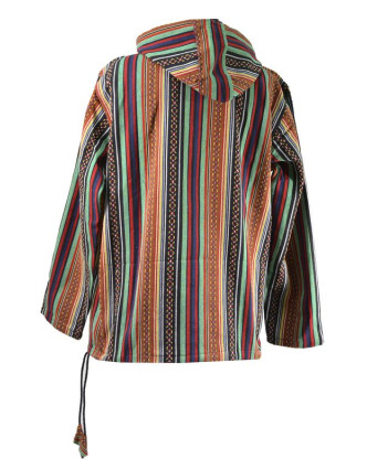 Pánská multibarevná vzorovaná bunda s kapucí, kapsa klokanka