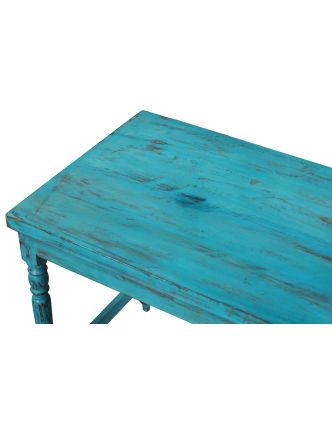 Stolička z teakového dřeva, tyrkysová patina, 66x47x60cm