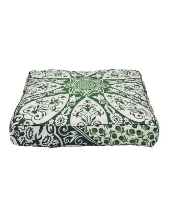 Meditační polštář, čtverec, 90x90x20cm, zeleno-bílá