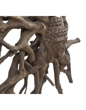 Dřevěná hlava Buddhy z kořene rambutanu, 160x160cm