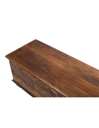 Truhla z mangového dřeva zdobená ručními řezbami, 117x44x45cm