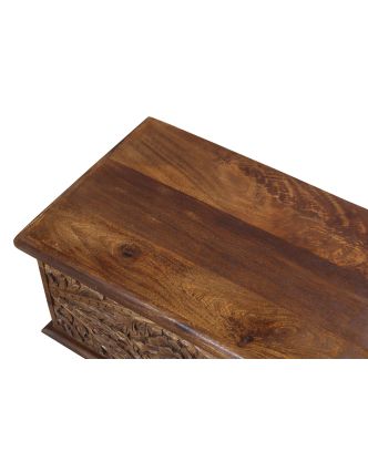 Truhla z mangového dřeva, ručně vyřezávaná, 58x36x36cm