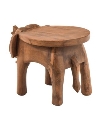 Stolička ve tvaru slona zdobená, přírodní úprava, 28x21x20cm