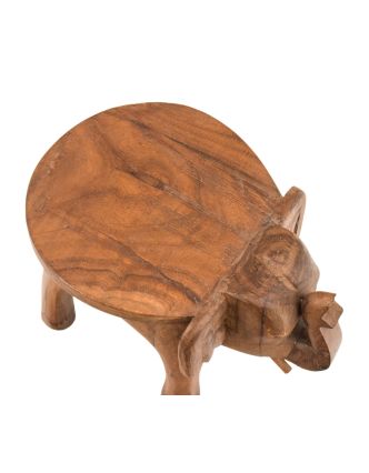 Stolička ve tvaru slona zdobená, přírodní úprava, 27x20x19cm