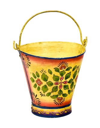Plechový kbelík, ručně malovaný, 27x27x25cm