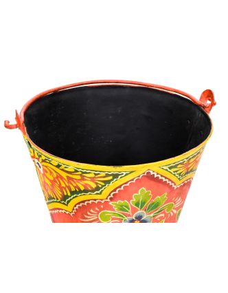 Plechový kbelík, ručně malovaný, 27x27x25cm