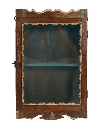 Prosklená skříňka z teakového dřeva, 33x11x47cm