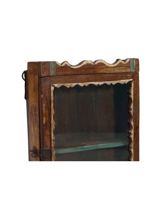 Prosklená skříňka z teakového dřeva, 33x11x47cm