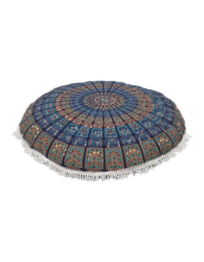 Meditační polštář kulatý, Mandala s třásněmi, 80x13cm