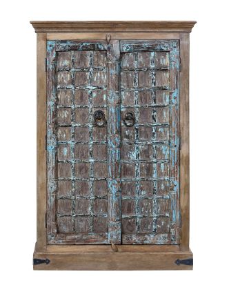 Skříň z mangového dřeva, staré teakové dveře s kováním, 96x43x144cm
