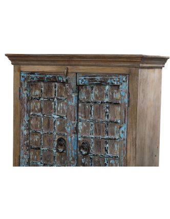 Skříň z mangového dřeva, staré teakové dveře s kováním, 96x43x144cm