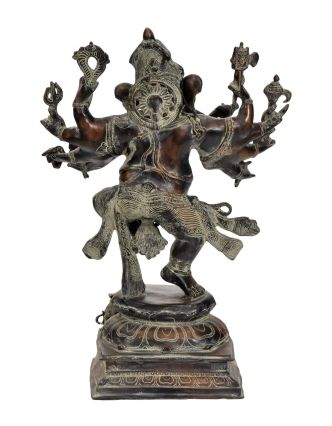 Tančící Ganéš, mosazná socha, antik patina, 45x21x64cm
