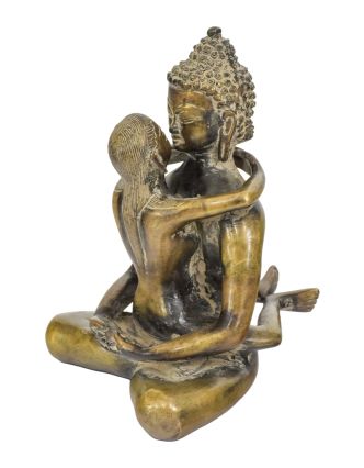 Buddha Shakti, mosazná socha, 16x16x22cm