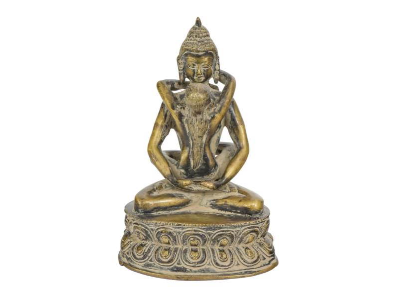 Buddha Shakti, mosazná socha, 14x17x20cm