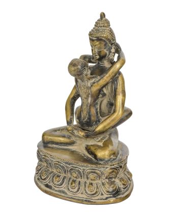 Buddha Shakti, mosazná socha, 14x17x20cm
