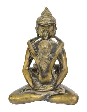 Buddha Shakti, mosazná socha, 14x12x17cm