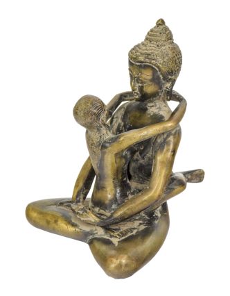 Buddha Shakti, mosazná socha, 14x12x17cm