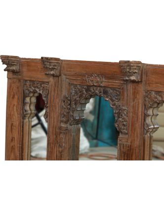 Zrcadlo ve starém rámu z teakového dřeva, ručně vyřezávaném, 108x12x59cm