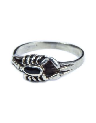 Stříbrný prsten vykládaný černým onyxem, AG 925/1000, 3g, Nepál