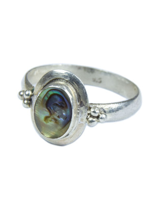 Stříbrný prsten vykládaný Paua perletí, AG 925/1000, 3g, Nepál