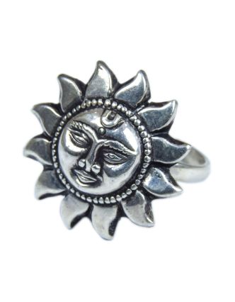 Stříbrný prsten Slunce s obličejem, AG 925/1000, 2g, Nepál