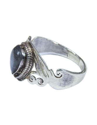 Stříbrný prsten vykládaný labradoritem, AG 925/1000, 3g, Nepál