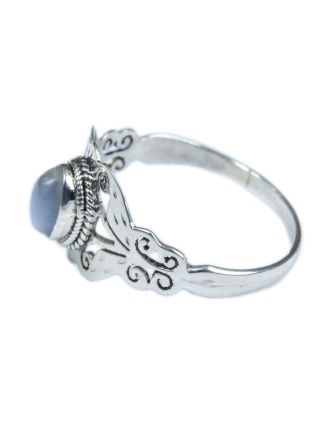Stříbrný prsten vykládaný měsíčním kamenem, AG 925/1000, 3g, Nepál