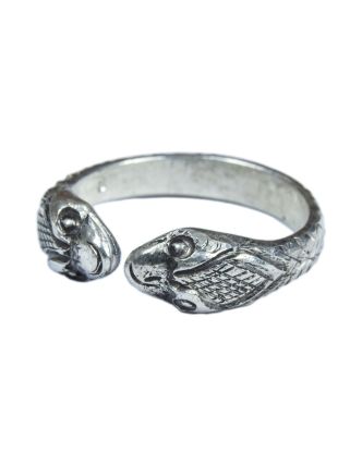 Stříbrný prsten hadí hlavy, otevřený prsten, AG 925/1000, 5g, Nepál