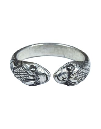 Stříbrný prsten hadí hlavy, otevřený prsten, AG 925/1000, 5g, Nepál