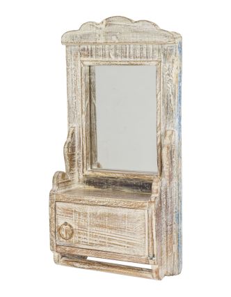 Zrcadlo s poličkou z teakového dřeva, 22x10x45cm