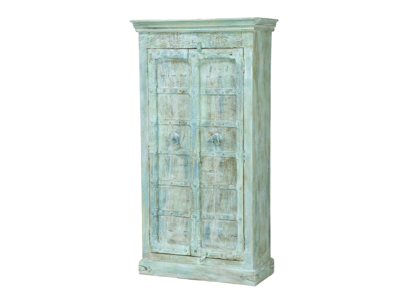 Skříň z mangového dřeva, staré teakové dveře s kováním, 90x43x175cm