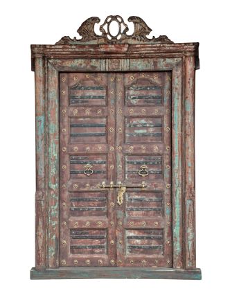 Starožitné dveře s rámem z Gujaratu, teakové dřevo, 162x16x249cm