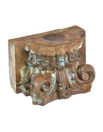 Antik svícen z teakového dřeva, 35x22x22cm