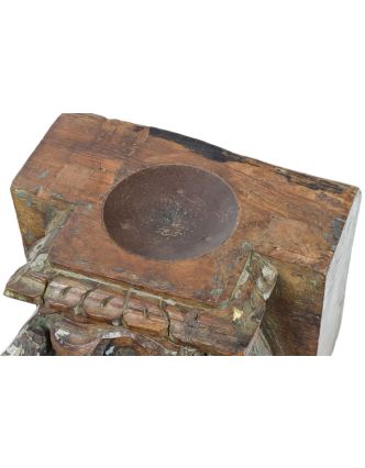 Antik svícen z teakového dřeva, 31x31x26cm