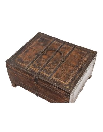 Starožitná truhlička z teakového dřeva, 39x35x20cm