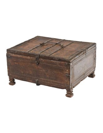 Starožitná truhlička z teakového dřeva, 39x35x20cm