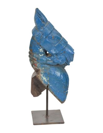 Starožitná hlava koně z teakového dřeva, 10x21x50cm
