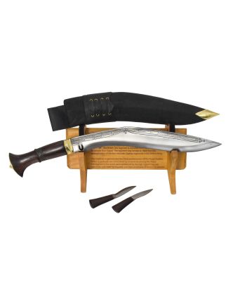 Khukri nůž, "Cheetlange carving sirupate" 12", dřevěná rukojeť